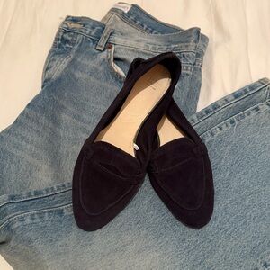 Zara Women's Navy Suede Loafers (size:37)